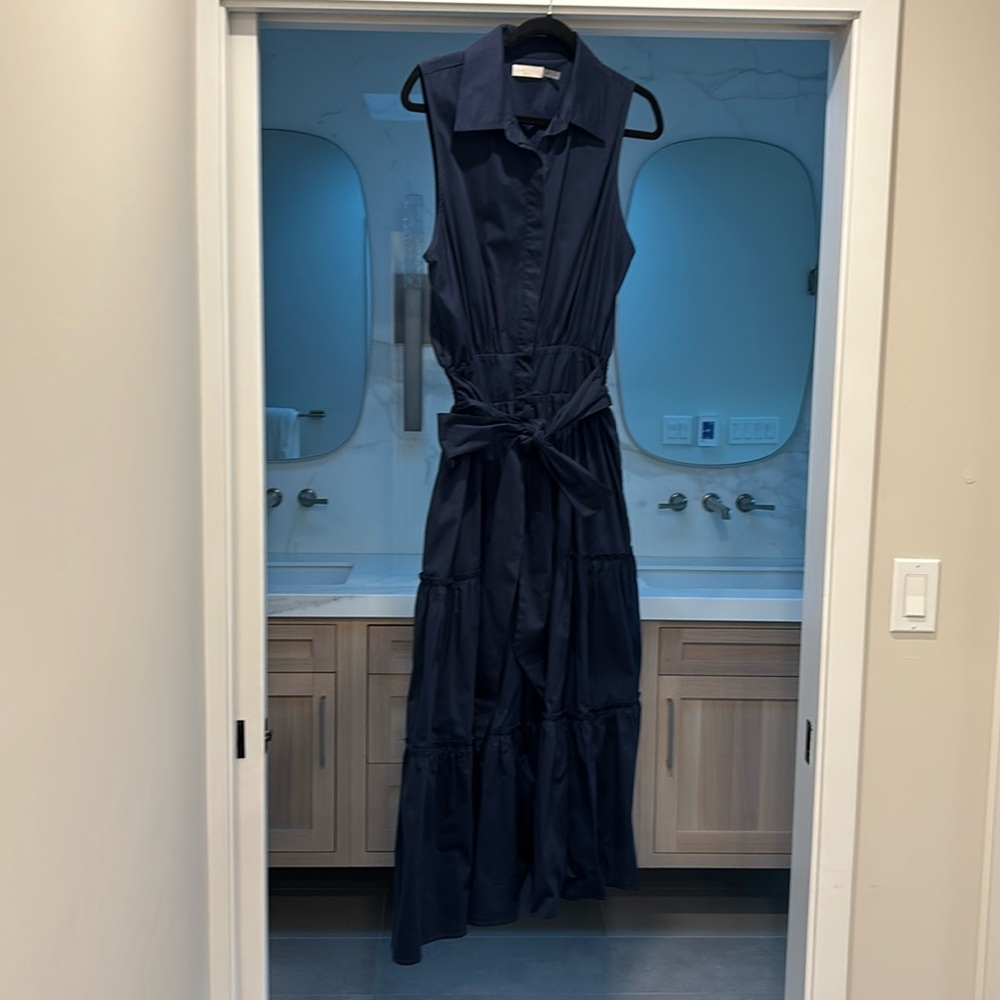 Ramy Brook Blue Sleeveless Tie Front Sundress